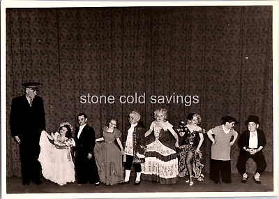 #ad Old Bamp;W Found Photo 30s 40s Man With Group Of Midgets Dwarfs Actors On Stage $5.99
