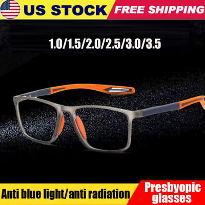 #ad Men TR90 Anti blue Light Square Reading Glasses Sport Lightweight Glasses New $6.79