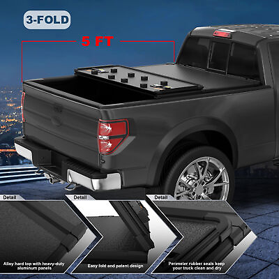 #ad TRI Fold 5FT Bed Hard Truck Tonneau Cover For 2005 2015 Toyota Tacoma On Top $329.91