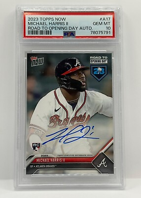 #ad MICHAEL HARRIS II Autographed 2023 Topps Now #A 17 PSA 10 Signed Braves RTOD RC $249.99