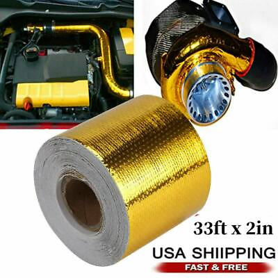 #ad #ad 2quot; 33FT Gold Intake Heat Reflective Tape Wrap Self adhesive High Temperature US $9.39