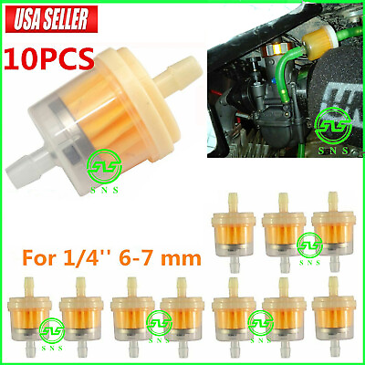 #ad 10pcs Universal Mini Small Engine Fram Plastic Inline Fuel Gas Filter 1 4quot; 6 7mm $4.99
