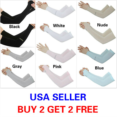 #ad 1 Pair Cooling Arm Sleeves Cover Sports UV Sun Protection Outdoor Unisex $3.99