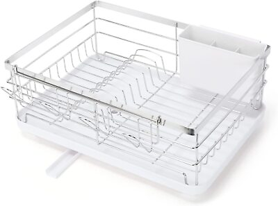 #ad Stainless Steel Kitchen Dish Drying Rack w Utensil Holder amp; Drain Board Durable $22.99
