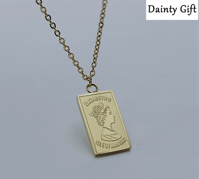 #ad Women Girl Titanium Steel Queen Elizabeth Gold Bar necklace 16 18quot; Non Tarnish $14.50