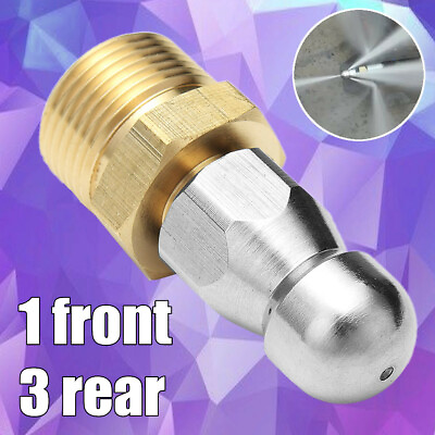 #ad 1 Front 3 Rear Quick Pressure Washer Sewer Pipe Dredge Nozzle Drain Cleaner $15.99