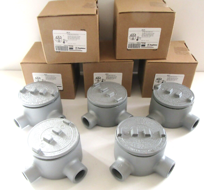 Lot of 5 NEW Appleton GRL75 Conduit Outlet Box Type GRL 3 4quot; 2 Hubs Malleable L #ad $159.95