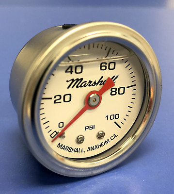 #ad #ad Marshall Gauge 0 100 psi Fuel Pressure Oil Pressure White 1.5quot; Diameter Liquid $24.73