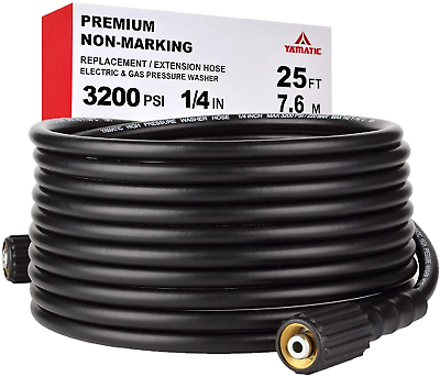 #ad 3200 PSI 25 FT Pressure Washer Hose 1 4″ M22 14Mm Brass Thread Replacement $34.51