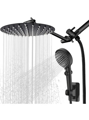 #ad Rain Shower Head with Handheld 10#x27;#x27; High Pressure 5 Settings with Extender READ $54.99