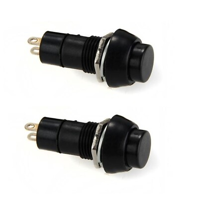 #ad 2x Black Round Push Button Switch On Off 2 Pin Locking Bolt On 3A 250V AC $6.96