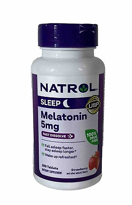 #ad Natrol Melatonin 5mg Fast Dissolve 250ct Strawberry Tablets 1 5 btls $69.00