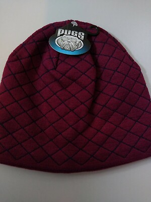 #ad NWT PUGS GEAR Tech Beanie One Size Fits Most Lined Burgundy and Black $11.99