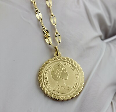 #ad Fashion Gold Plate Titanium Stainless Steel Queen Gold Money Coin Necklace 16 18 $14.50