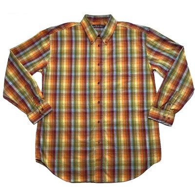 #ad Northern Isles Vintage Checkered Plaid Button Up Shirt Multicolor Long Sleeve $25.00