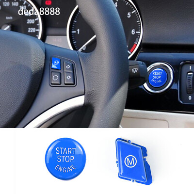 #ad Blue Steering Wheel M amp;Start Push Button for BMW 3 Series M3 E90 E92 E93 2007 13 $19.52