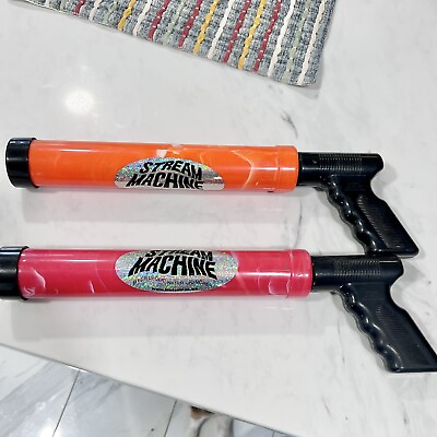 #ad #ad Stream Machine Water Cannon Launchers Squirt Gun Pool 17” Orange amp; Red LOT OF 2 $30.88