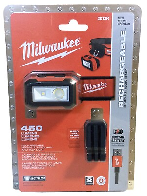 #ad Milwaukee 2012R Rechargeable Magnetic Headlamp amp; Task light 450 Lumens 1A $31.99
