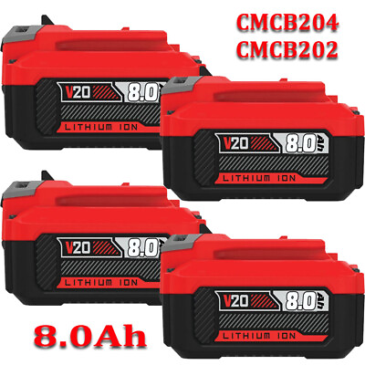 #ad 4Pack 20 Volt Max For Craftsman V20 8.0Ah Li Ion Battery CMCB206 CMCB204 CMCB202 $94.98