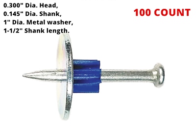 #ad 1 1 2quot; Powder Actuated Fastener Drive Pin w 1quot; Washer Construction Fastening $18.96