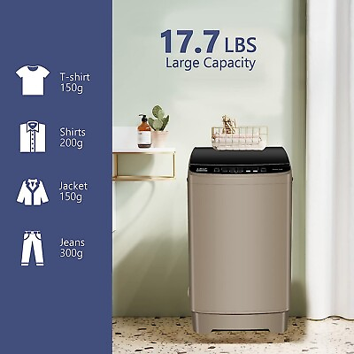 #ad Full Automatic Portable Compact Laundry Washer LED Display Drain 17.7lbs Gold $202.48