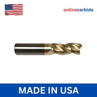 #ad 5 8quot; 3 FLUTE 37° HELIX CARBIDE END MILL FOR ALUMINUM SQUARE END ZRN COATED $69.95