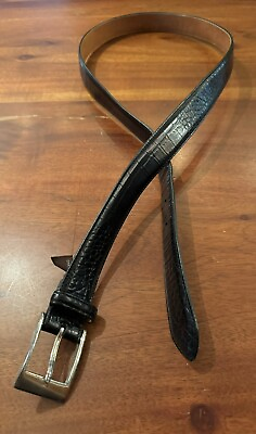 #ad Trafalgar Mens Black Handcrafted Embossed Italian Calfskin Leather Belt Sz 38 $11.20