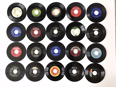 #ad VTG Lot #2 20 Various 45 rpm Records Random Genres amp; Decades Zoom In for Titles $18.98