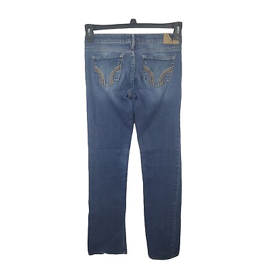 #ad Hollister Jeans 3 Long Juniors Low Rise Medium Wash Straight Leg Casual Denim $14.22