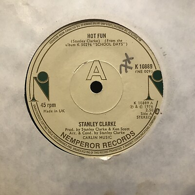 #ad STANLEY CLARKE Hot Fun 7” Single Vinyl Record 1976 Nemperor K10889 GBP 5.75