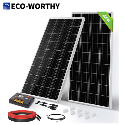 #ad #ad ECO WORTHY 200W Watt Monocrystalline Solar Panel Kit 12V Volt for Home RV $159.98
