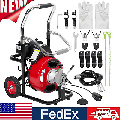 #ad 75FT 3 8quot; Electric Drain Cleaner Sewer Snake Cleaning Machine Auger CableCutter $339.95
