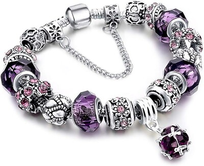 #ad PANDORA BRACELET WITH HEART AND LOVE EUROPEAN CHARMS $17.99