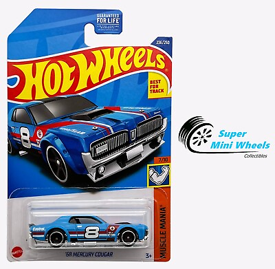 #ad Hot Wheels 2022 #236 #x27;68 Mercury Cougar #8 Blue $2.98