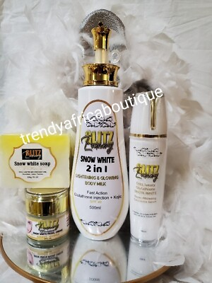 #ad 4pcs Glitzluxury SNOW WHITE Lightening amp; Glowing Lotion Face Cream Soapamp;Seru👍 $225.99