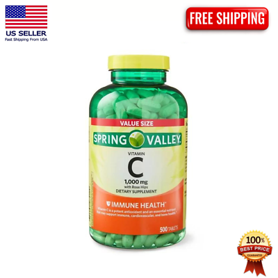 #ad Spring Valley Vitamin C with Rose Hips 1000mg 500 Tablets $13.99