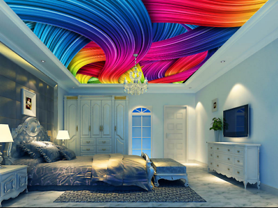 #ad 3D Color Lines Art 620 Ceiling Wall Paper Print Wall Indoor Wall Murals CA Carly C $299.99