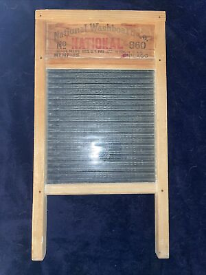 #ad Vintage National Washboard Wood amp; Glass No. 860 Top Notch Made in USA $50.00