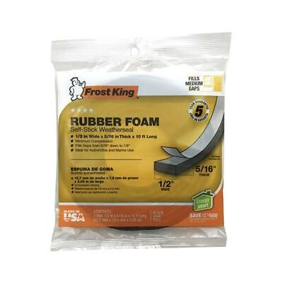 #ad #ad Frost King P Self Stick Rubber Foam Weatherseal 1 2quot; W 5 16quot; T 10 ft L Black $7.99