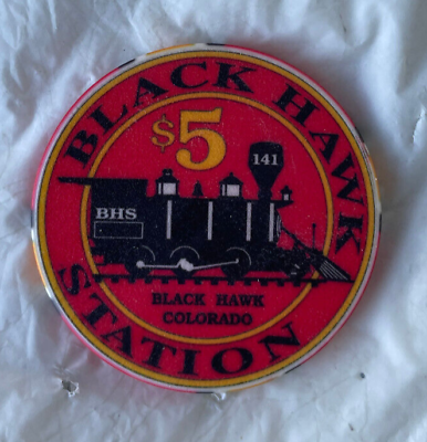 #ad Black Hawk Station Black Hawk Colorad $5 Poker casino Chips 1998 UNC Sleeved $18.50