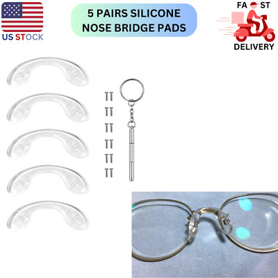 #ad 5PCS Eyeglasses Nose Pads Glasses Bridge Strap Saddle BridgeSoft Silicone Anti $8.79