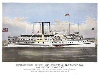 #ad #ad 4469.Steamers city of troy and saratoga.steamship.POSTER.decor Home Office art $60.00