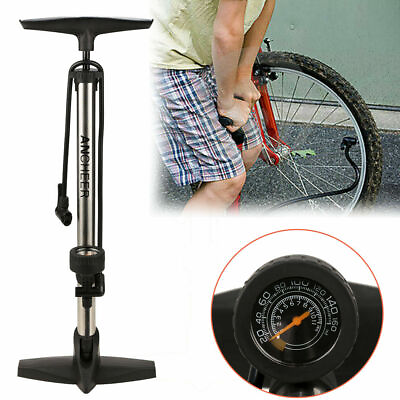 #ad Portable High Pressure Floor Pump with Pressure Bike Tire Pump Barometer B e 224 $32.89