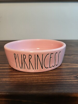 #ad Rae Dunn Cat Bowl PURRINCESS Food water dish Pink $16.99