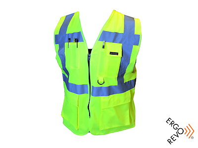 #ad High Visibility Yellow Reflective Vest Pockets Zipper Size L Safety PPE $9.99