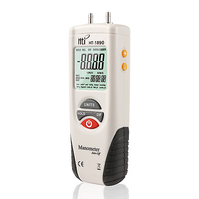 #ad Hti HT 1890 Digital ManometerDual Port Air Pressure Gauge HVAC Gas Teste Meter $34.11