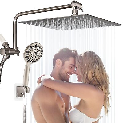 #ad #ad 12 inch High Pressure All Metal Rainfall Shower Head with Handheld Spray Combo $75.99
