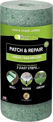 #ad Grotrax Biodegradable Grass Seed Mat Year Round Green 50 Sq Ft Quick Fix Roll $22.00
