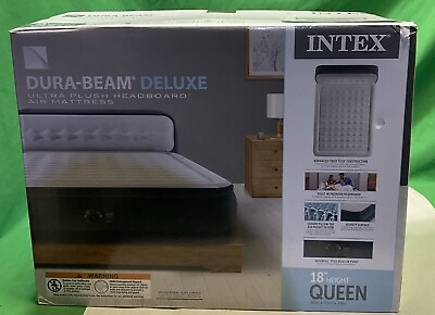#ad Intex Dura Beam Deluxe Ultra Plush Headboard Queen Mattress with Built In Pump $49.00