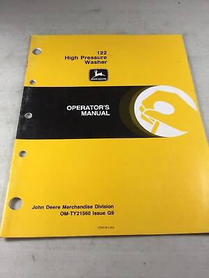 #ad John Deere 122 High Pressure Washer Operators Manual $12.99